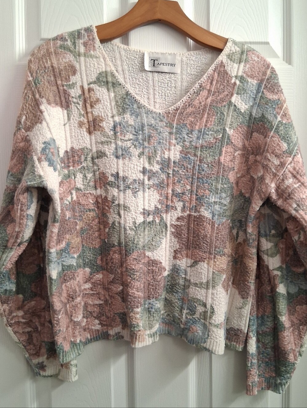 Vintage Tapestry Floral Textured Sweater Medium